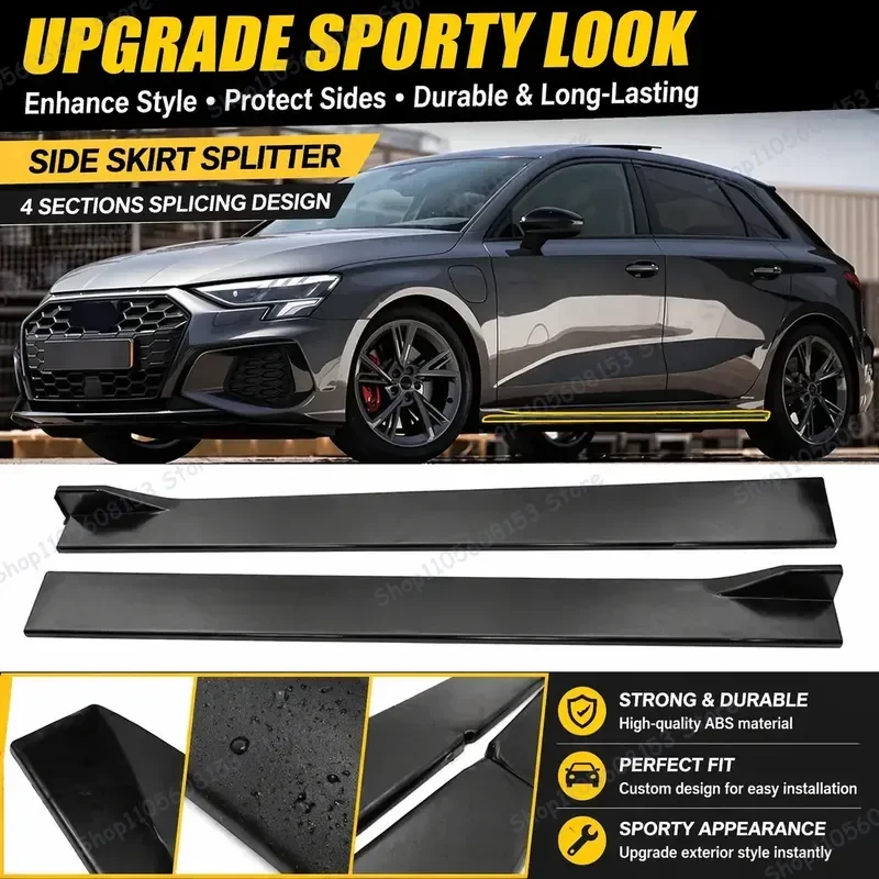 For Audi A3 8Y A3L Sedan Hatchback Sportback 2022 Universal Side Skirt Extensions Rocker Panels Diffuser Winglets Body Kit