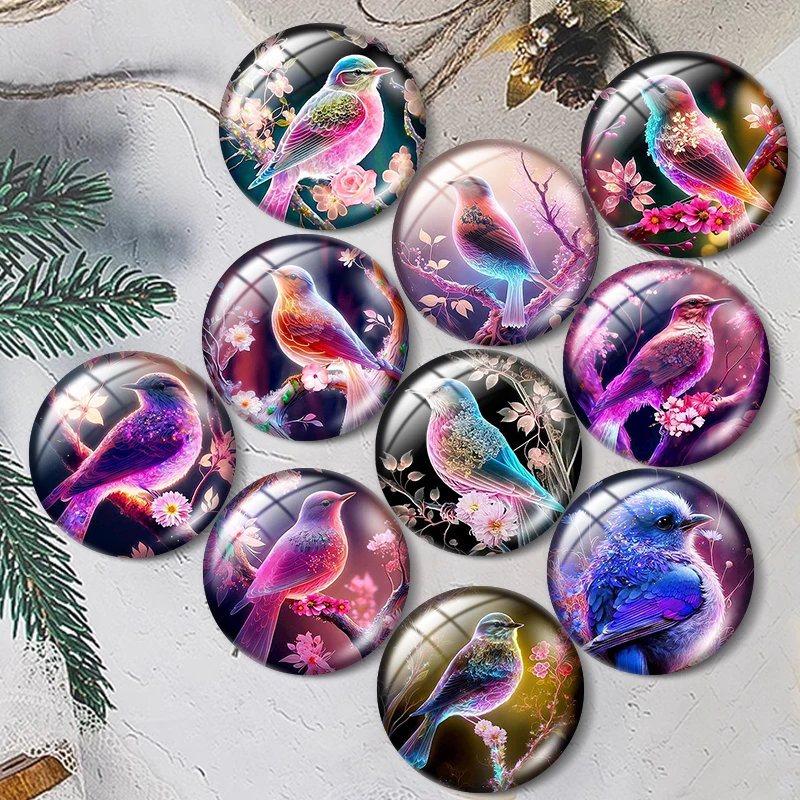 watercolor bird  12/18/20/25mm glass cabochon  bracelet pendant rings for jewelry demo earrings back Making findings