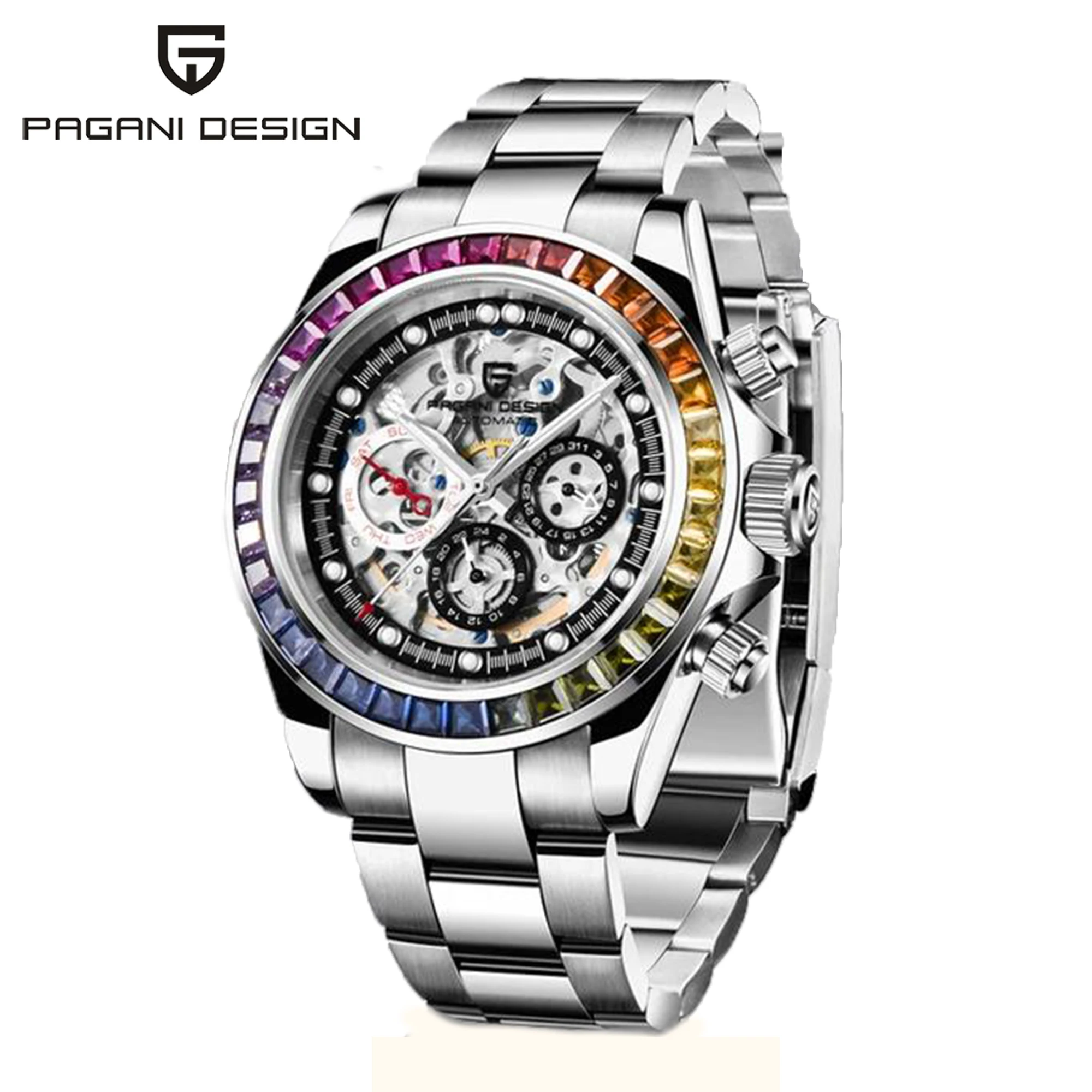 PAGANI DESIGN Fashion Automatic Mechanical Wristwatches Hollow out Top Movement HZ2196G Sapphire Glass Waterproof reloj hombre