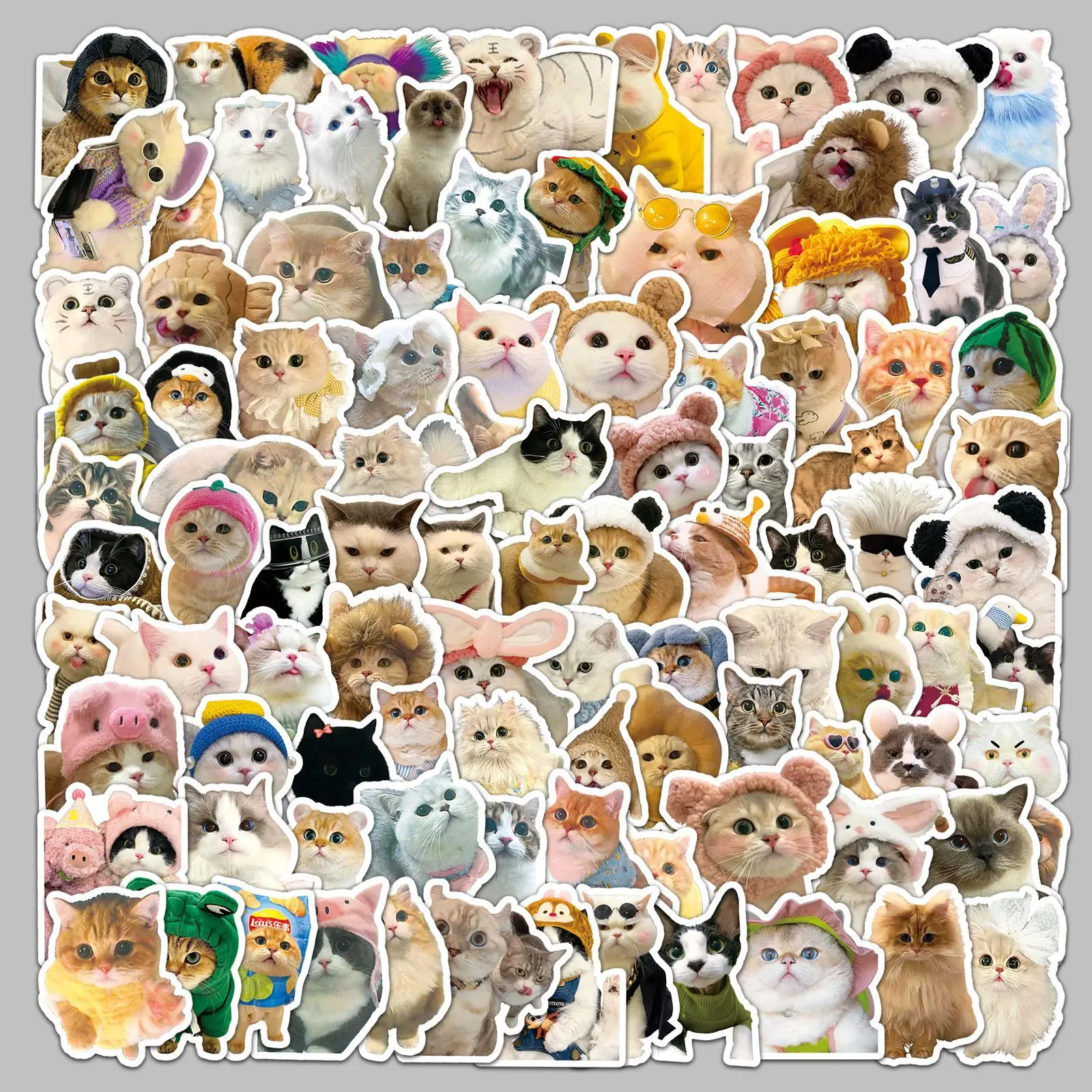

100PCS Cute Cat In Costume Stickers Cute Cat In Costume Stickers Can Decorate Notebook Water Bottle Waterproof Stickers Kids Toy