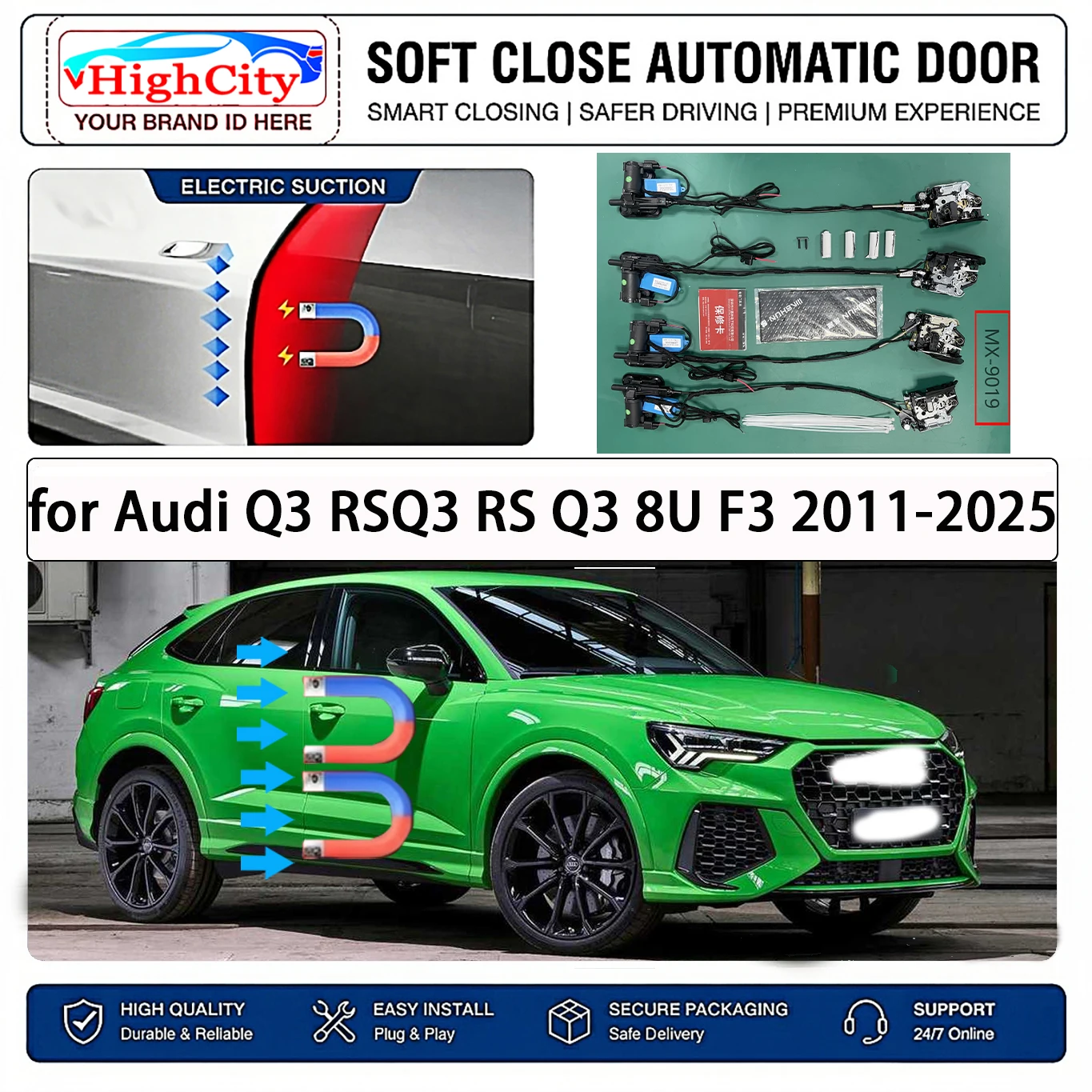 for Audi Q3 RSQ3 RS Q3 8U F3 2011-2025 OEM Electric Suction Soft Close Door Kit Smart Anti Pinch Auto Cinch Latch System No Slam