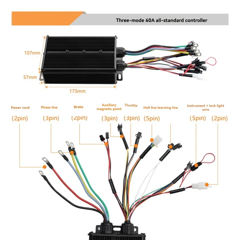 

A51Q-S966 Цветной ЖК-дисплей Бесщеточный контроллер привода двигателя 48 В 72 В 60 А 1000 Вт 3000 Вт Комплект для электрического горного велосипеда, скутера Repa