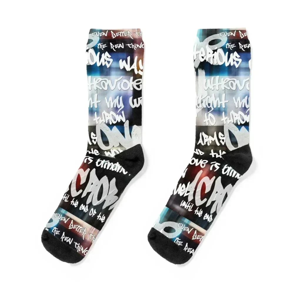 

u2 achtung baby graffiti Socks Heating sock Novelties Toe sports heated Man Socks Women's