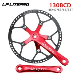 Litepro-bielas cuadradas para bicicleta de carretera, platos y bielas 130 BCD, 45T, 47T, 53T, 56T, 58T