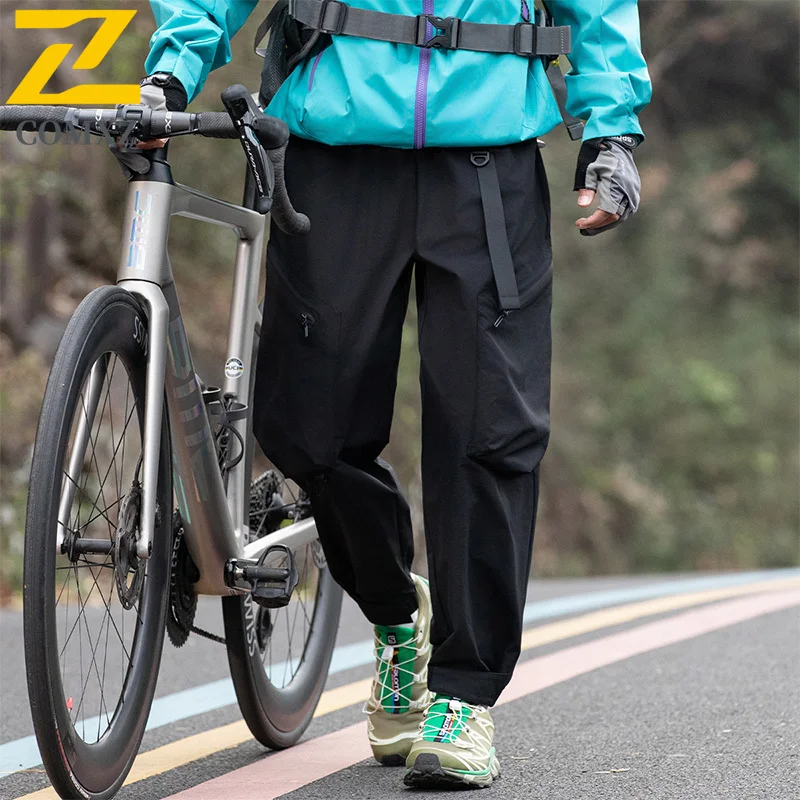 Vintage Men's Cargo Pants Autumn Relaxed Adjustable Waist Buckle Sweatpants Outdoor Camping Hiking Comfort Breathable Trousers