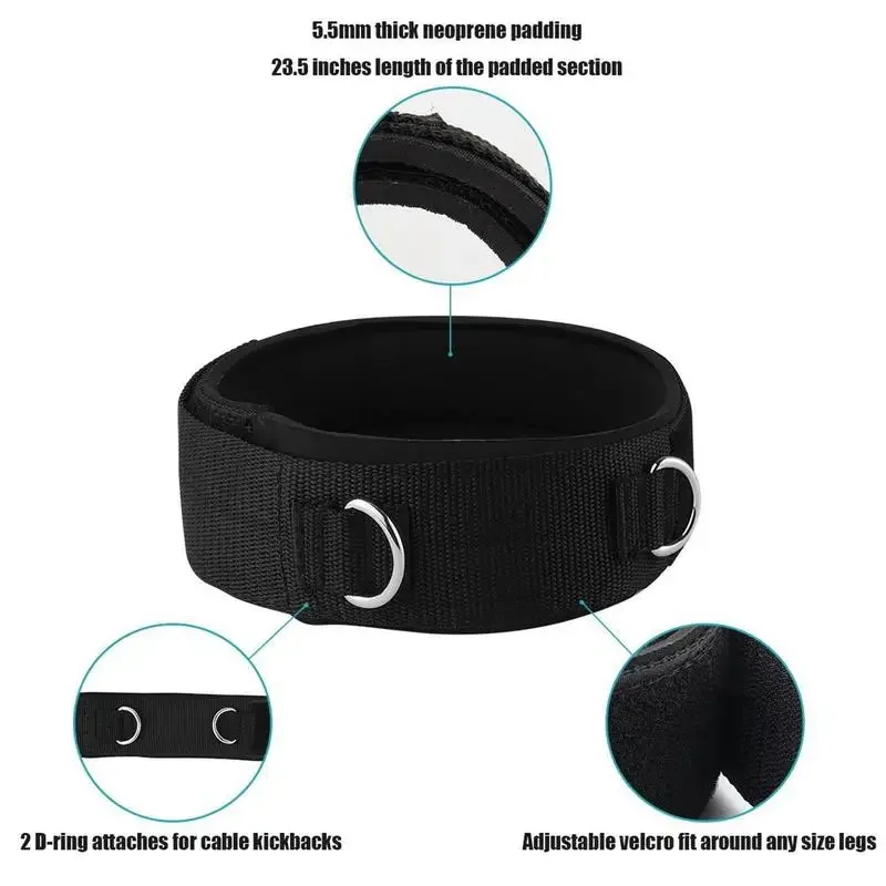 Fitness Thigh Straps Adjustable D-Ring Ankle Straps For Gym Cable Machine Neoprene Padded Leg Cuffs Strength Training Equipments