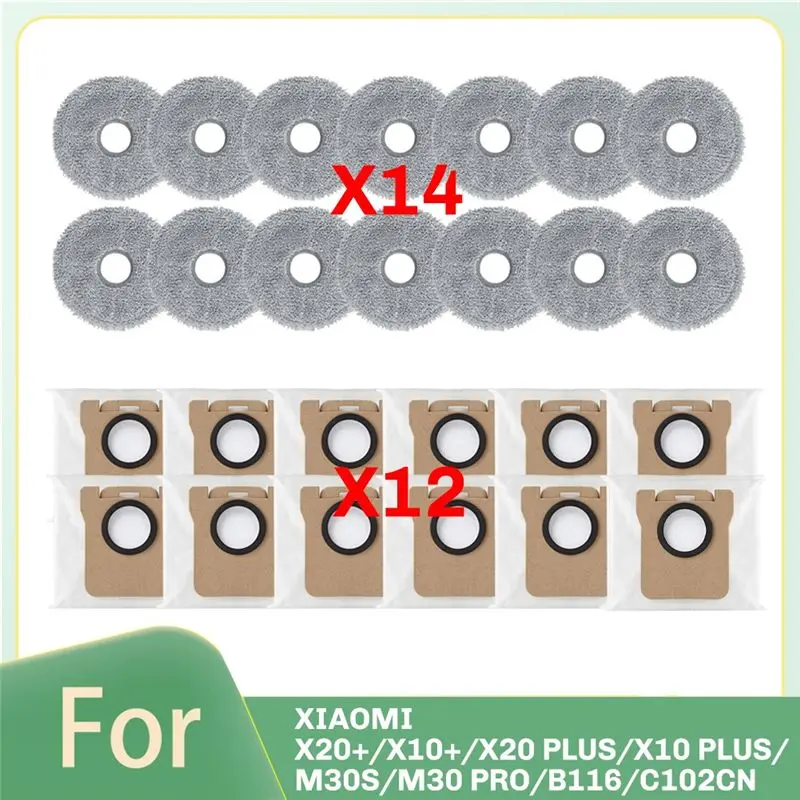 

A40Z-For Xiaomi Mijia X20+/X10+/X20 Plus/X10 Plus/M30S/M30 Pro/C102CN Spare Parts Consumable Dust Bag Mop Pads Accessories