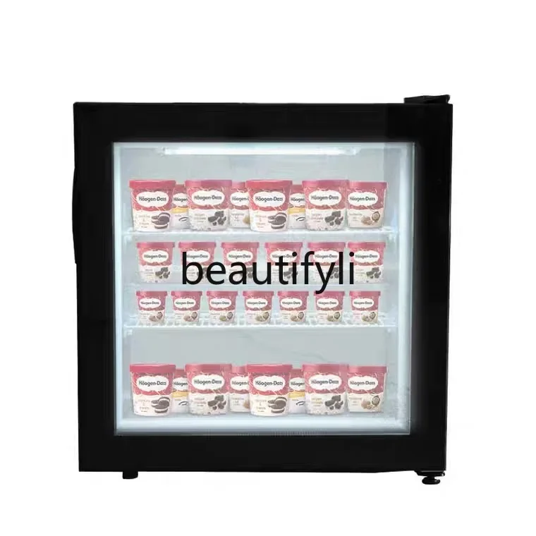 A61 باب زجاجي فريزر ثلاجة صغيرة عرض الآيس كريم الصغيرة خزانة دوريان التجارية خزانة الشاي #4