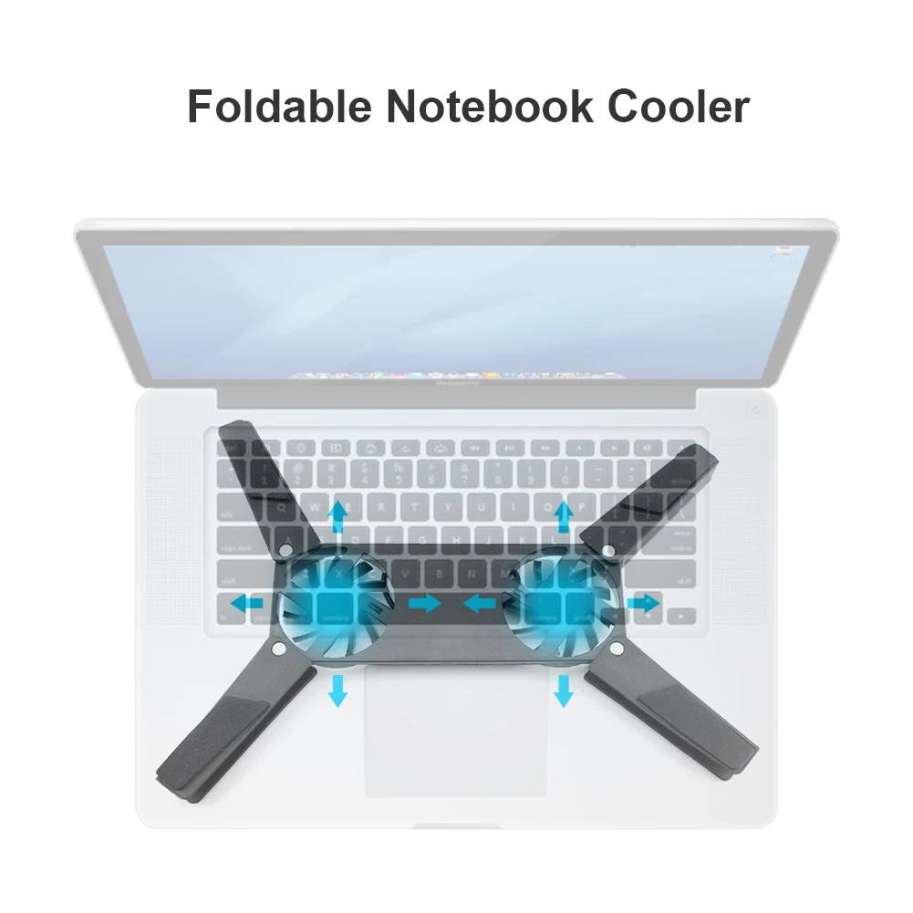 USB Powered Foldable Cooler Pad with Double 60mm Fans Notebook Cooling Pad Cooling Pad Bracket for Laptop PC Computer