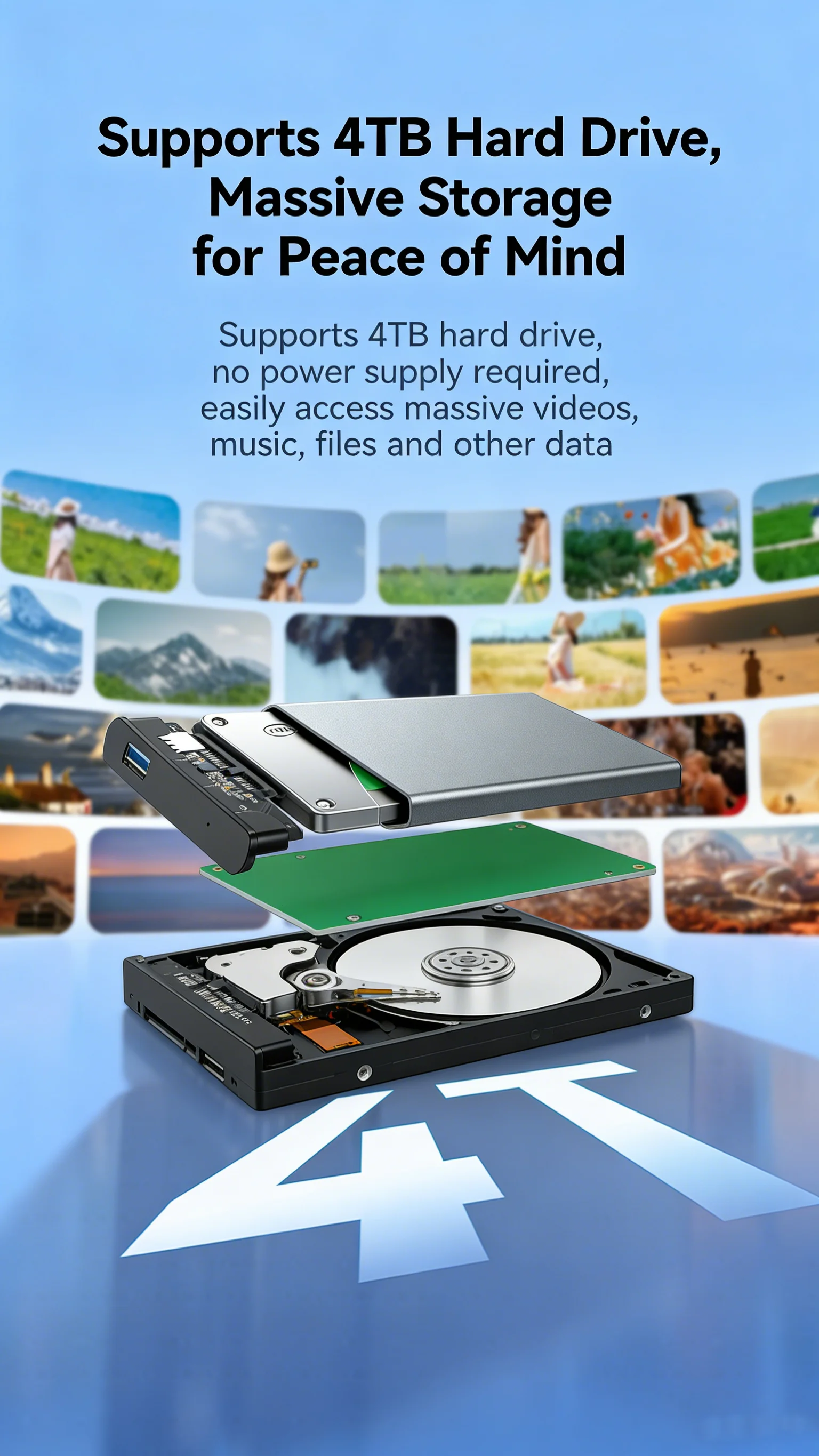 KEBIDU 2.5 Inch External HDD Case External Hard Drive HDD Enclosure SATA To USB 3.0 Hard Drive Case SATA Adapter for Laptop