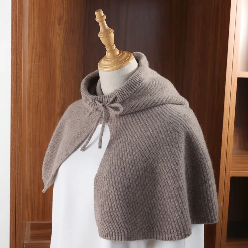 

100% шерстяные вязаные шали-пуловеры, шарфы, шапки для женщин, зимние мягкие теплые балаклавы, цельные накидки на плечи, фальшворотники, шапочки-бини