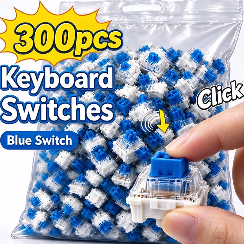 Loud Sound Clicky Blue Mechanical Switch Fidget Toy Parts Tactile Click Keyboard DIY Decompression Keychain Stress Relief Props