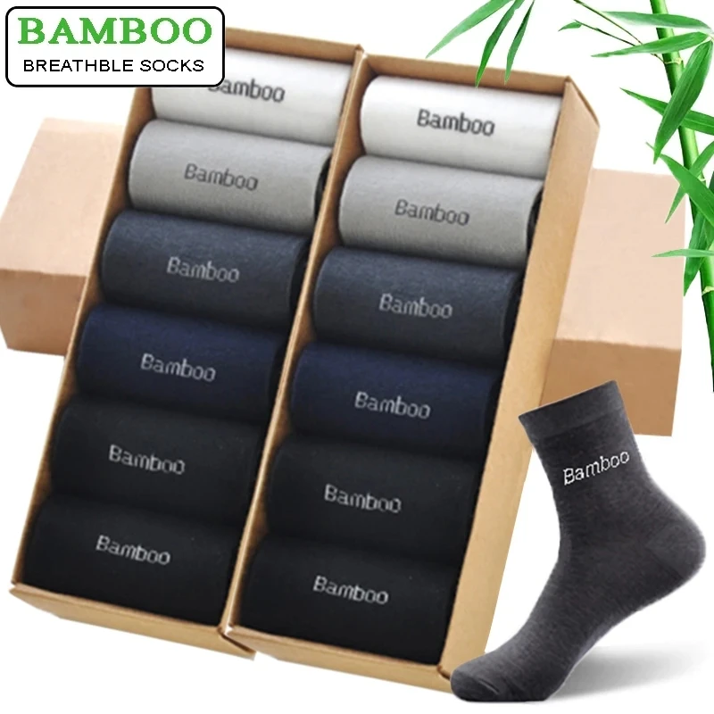 10Pairs/Lot Men Bamboo Socks Brand Comfortable Breathable Casual Business Men\'s Crew Socks High Quality Guarantee Sox Male Gift