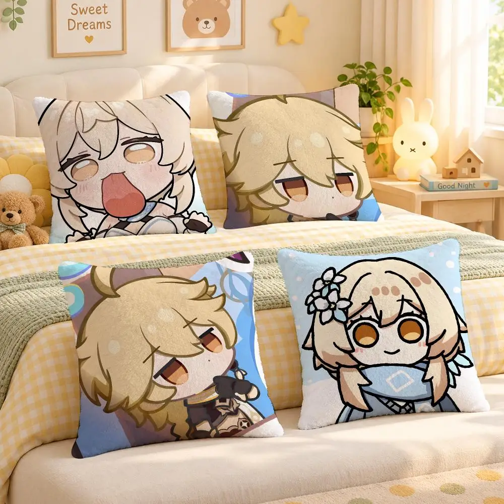 Game Genshin Impact Rpg Anime Cushion Cover Personalized Soft Plush Pillow Living Room Home Sofa Bedroom Office Car Cushion