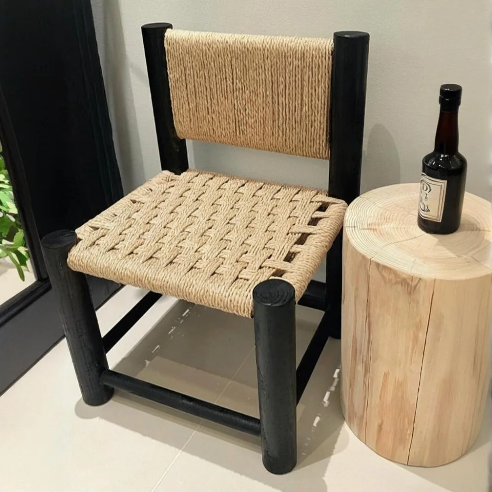 

Стул из ротанга из цельного дерева, дышащий османский стабильный и прочный роскошный стул в стиле ретро, табуреты для гостиной, мебель для дома