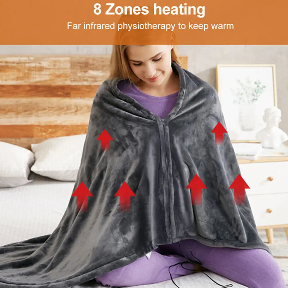 USB Electric Heated Blanket 3 Heating Levels Fleece Heated Blanket Portable Throw Over Blanket for Household and Office