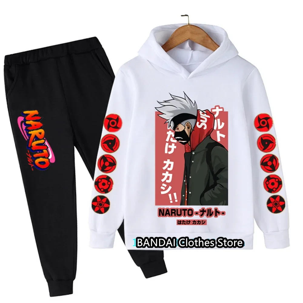 spring fashion  kakshi Hoodie Sports Narutoes Hoodie Set Children's Tops + Pants 2-piece Set Teenagers Cute 3-14 Year old