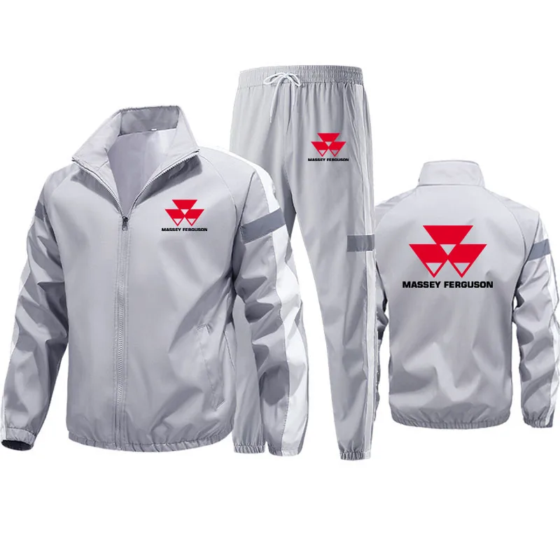 Massey Ferguson 2024 Men New Spring and Autumn Zip Pullover Tracksuit Sweatshirt + Pant Sportswear Suit Sports jacket suit