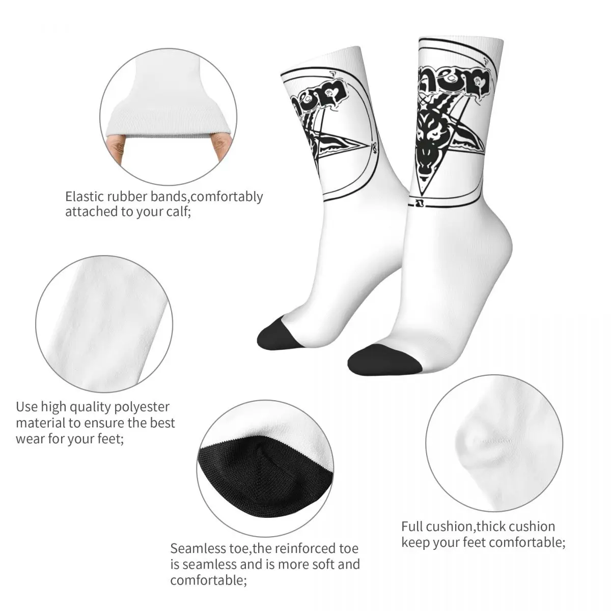 Colorful Venom Black Metal Band Logo Design Basketball Socks Product All Seasons Heavy Metal Cotton Long Socks Non-slip