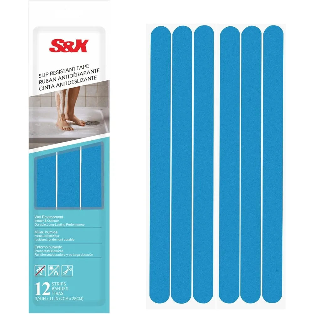 

Non Slip Bath Stickers,Gritty Textured Slip-Resistant Treads,0.75-Inch by 11-Inch,12 Strips Per Pack (Blue)