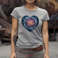 Space HearT T Shirt Lover Galaxy Astronomy Astronomer Cosmic Stargazer Theme long or short sleeves