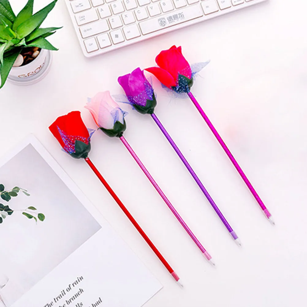 

24 шт., красивые шариковые ручки с розами, креативные школьные принадлежности, ручки для письма для студентов, офисные канцелярские принадлежности, ручки для подписи