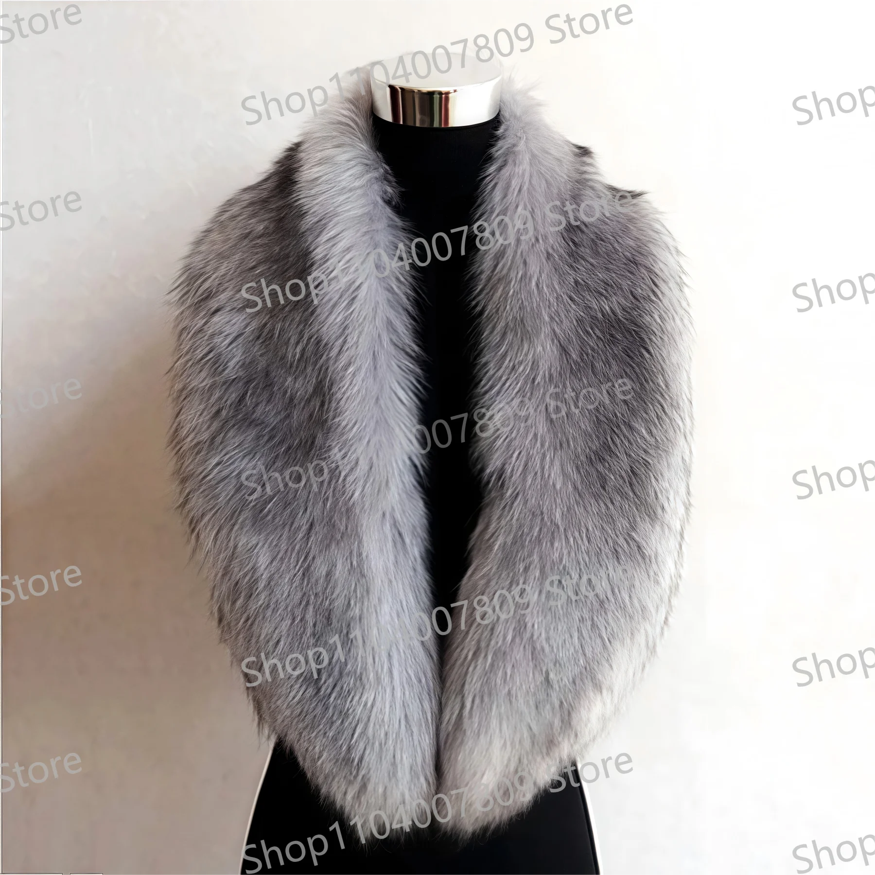 Faux Fox Fur Collar Scarf Thick Imitation Fur Shawl Collar Wrap Neck Winter Neck Warmer Scarf Down Jackets Hood Fur Decoration - Image 4
