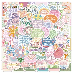 Autocollants graffitis étanches pour ordinateur portable, décalcomanies mignonnes, dessin animé danois, pastel, phrase de motivation, scrapbooking, bouteille d'eau, 50 pièces, 100 pièces