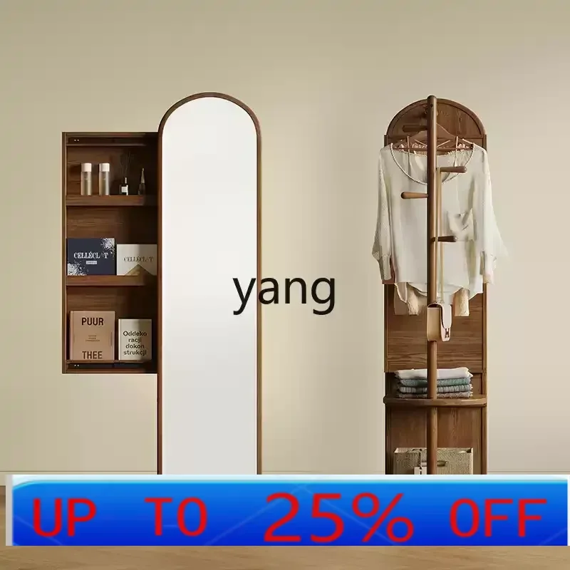 LCX  solid wood full body mirror floor mirror rotatable mirror multi-functional hanger