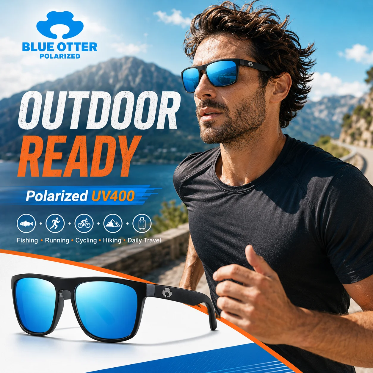 BLUE OTTER Polarized Sunglasses Men Women UV400 Outdoor Sports Glasses for Fishing Cycling Running Hiking Driving BT05