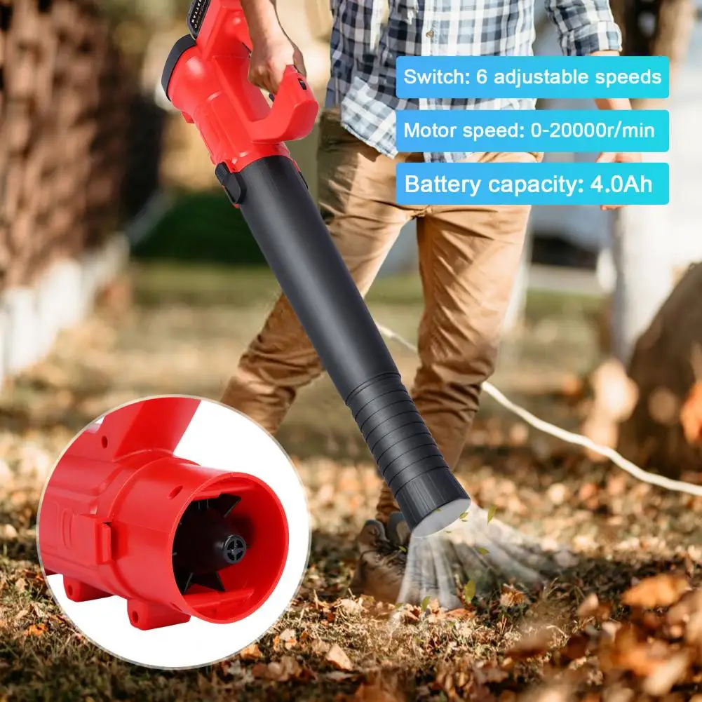 Portable Battery Powered Handheld Leaf Blower Cordless, 6-Gear , 2 Batteries And 1 Charger, Ergonomic Handle,Large Air Volume