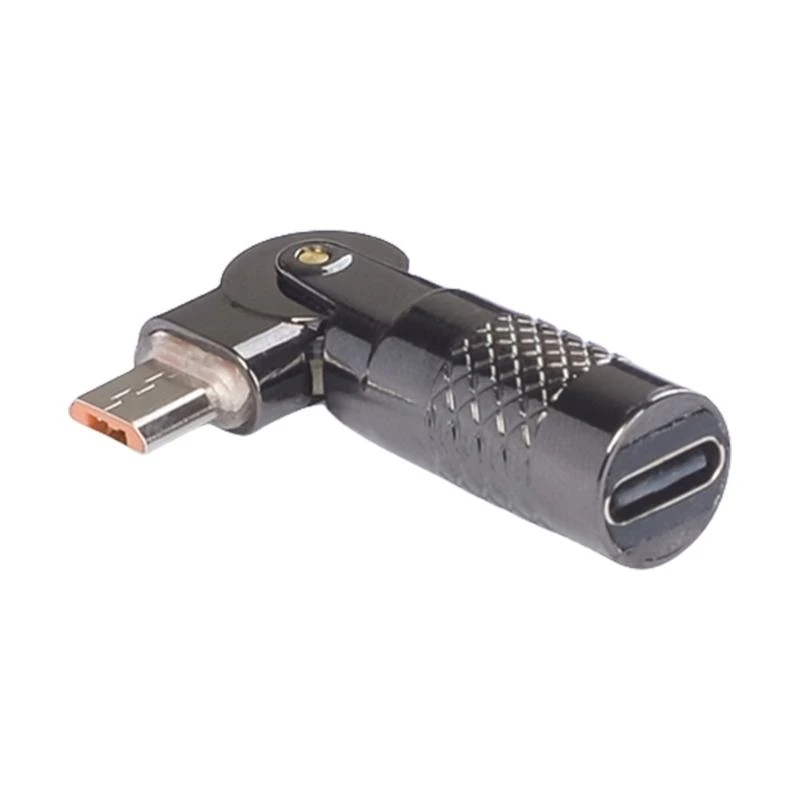 

Type C To USB Adapter Aluminum 4.8cm 90 Degree Rotating For Smartphones 480Mbps Data Transfer 3A Fast Charging 83CF