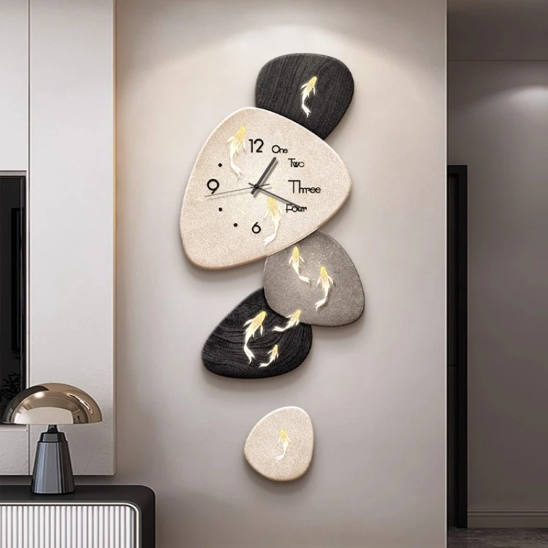 

Modern Art Wall Clock Living Room Creativity Corridor Wall Decor Mute Digital Clock Large Abstract Hanging Painting Wall Watch