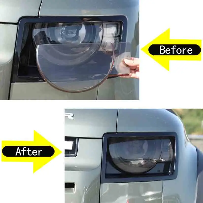 For Land Rover Defender 2020-2025 Car Headlight Shell ABS Car HeadLight Cover Trim Tail Lamp Guards Sticker Accessories