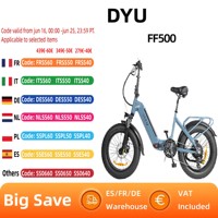 DYU FF500 Adult 500W Electric Mountain Bicycle Men's Ebike with 48V 14AH Battery 20 X 4.0 Fat Tire Cycling Electric Bike