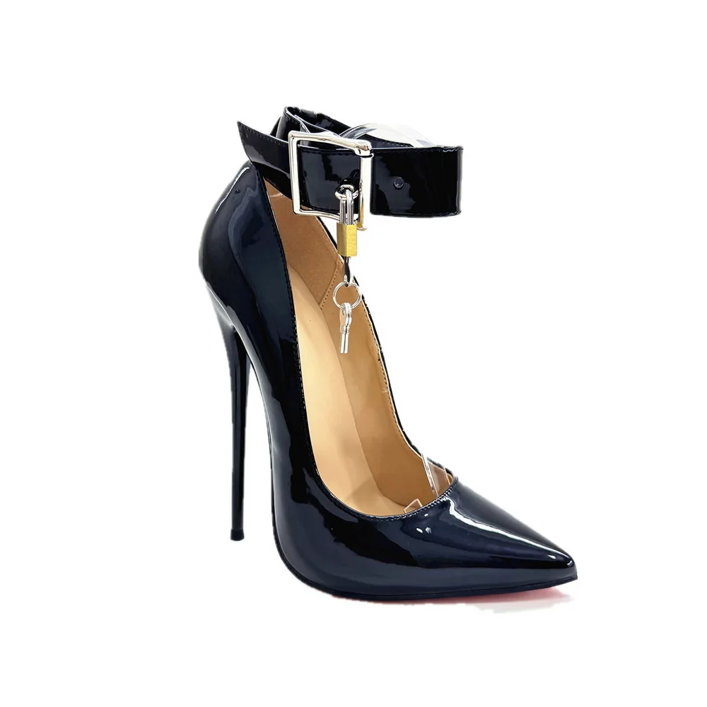 Tacchi alti 16/14 cm, Décolleté da donna, Scarpe cosplay da comodino da uomo, Pole Dancing, Punta a punta, Fibbia quadrata alla caviglia, Oro, Argento, Colori personalizzati