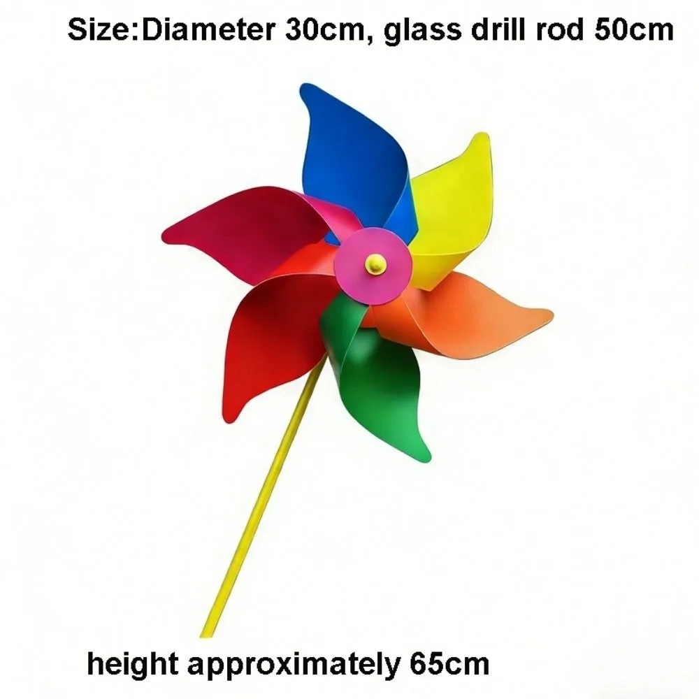 2pcs 30cm Six Leaf Pinwheel Windmill PVC Festival Gift Wind Spinner Outdoor Children's Toys Colorful Wind Windmill