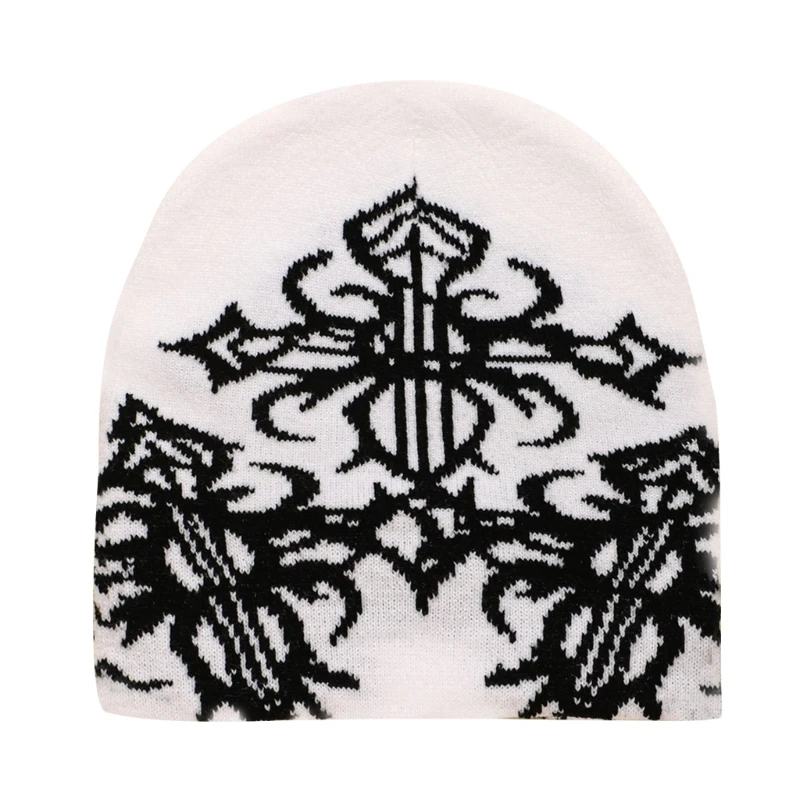 Q0KE Slouchy Cotton  Winter Warm Skull Cap Knitted Beanie Y2k Accessories Unisex Skull Cap Ski Cycling Outdoor