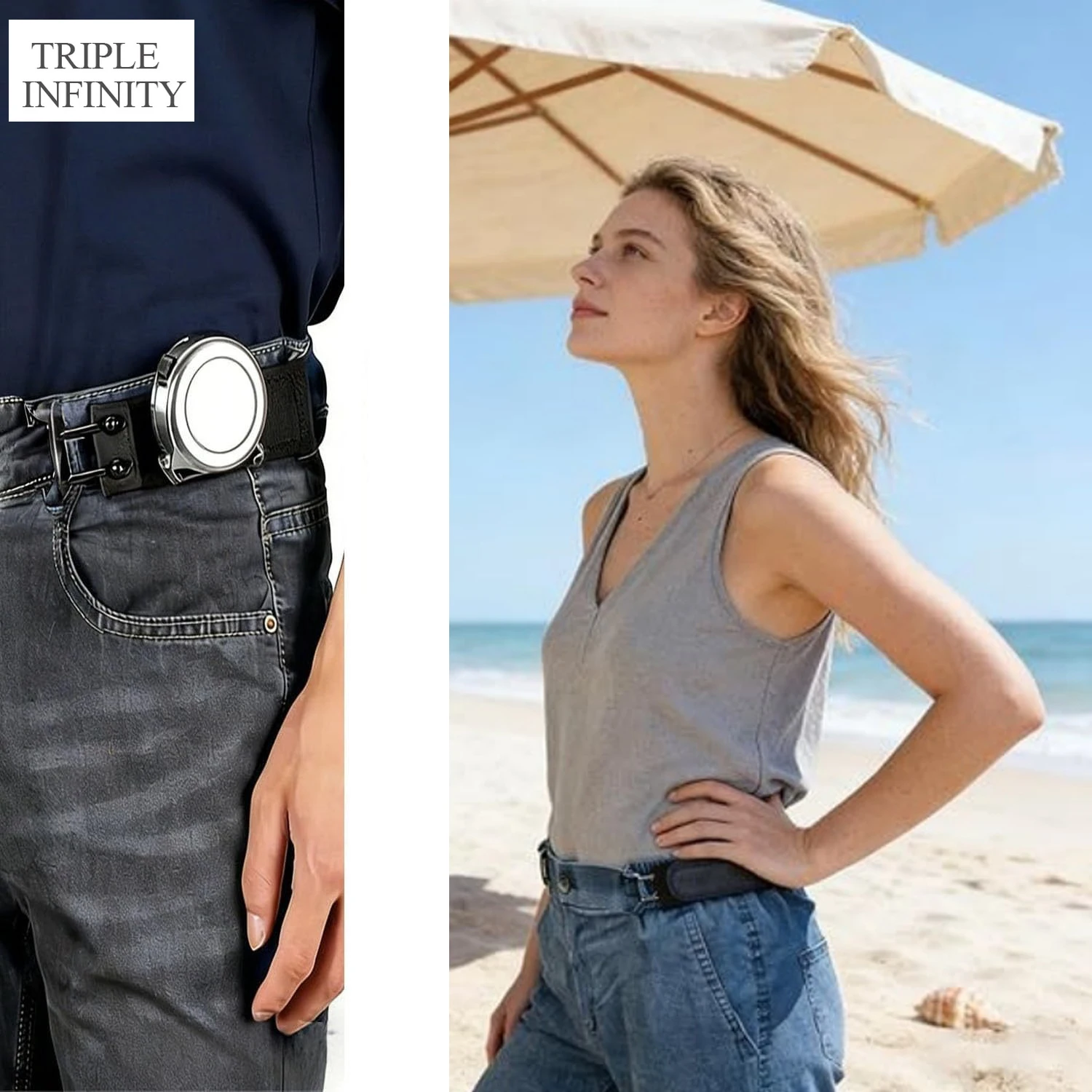 2026 Novel Elastic Invisible Belt For Men Black Stretch Waist Belts With Metal Hook Outdoor Work Pants Belt Buckleless
