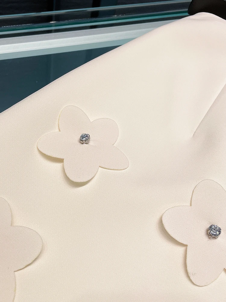 سترة نسائية عالية الجودة بدون أكمام بتصميم عقدة فراشة وتنورة نصفية بتصميم زهور ثلاثية الأبعاد، مجموعة من قطعتين لفصل الصيف، ط...