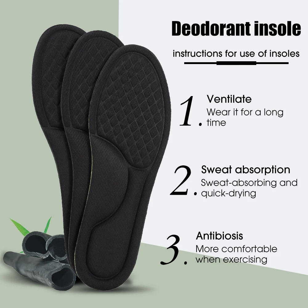 4PCS Soft Memory Foam Insoles for Shoes Men Women Deodorant Absorb-Sweat Massage Sport Insole Feet Orthopedic Shoe Sole Running