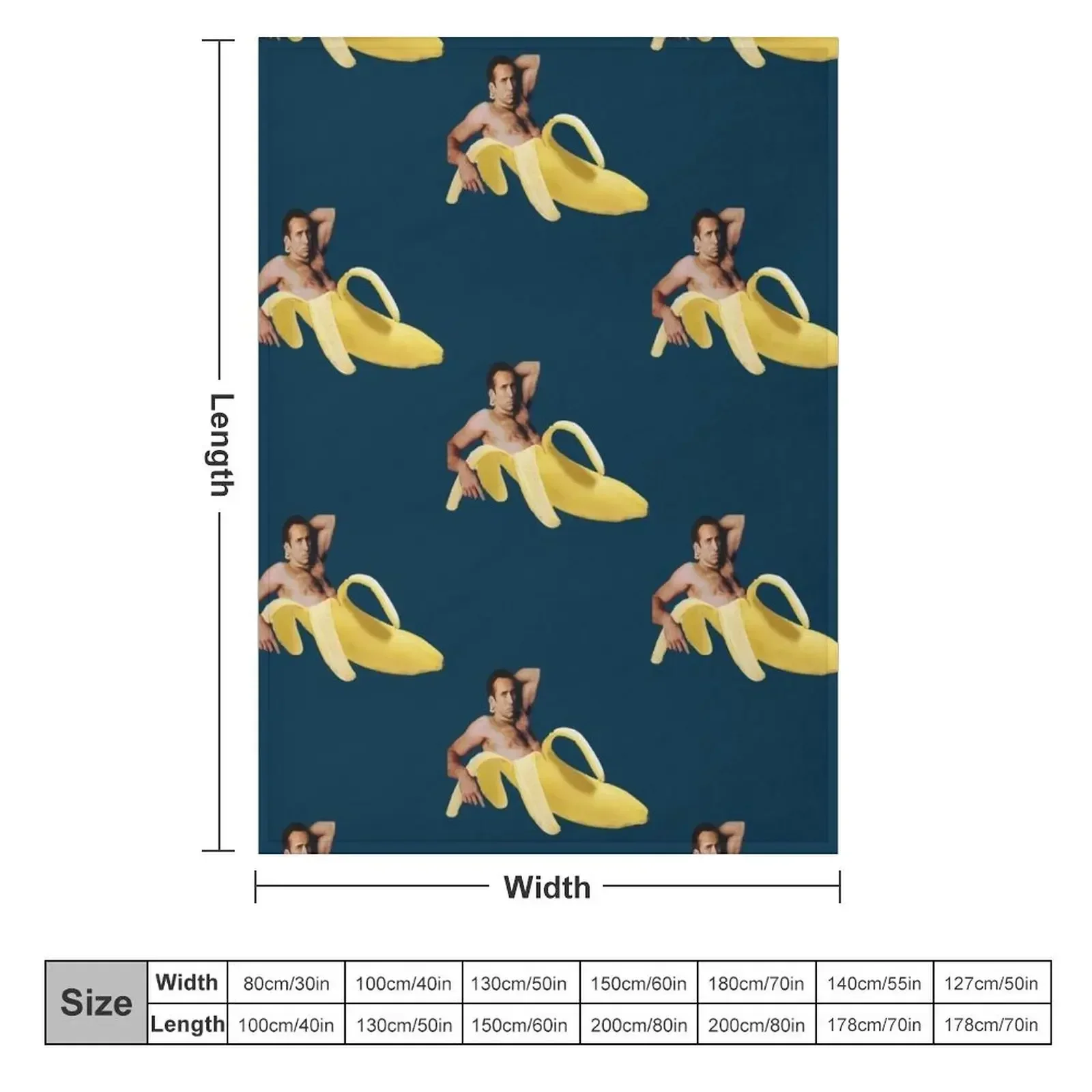 Nicolas Cage Banana Pattern Throw Blanket couch cozy soft plush fuzzy picnic outdoor blanket