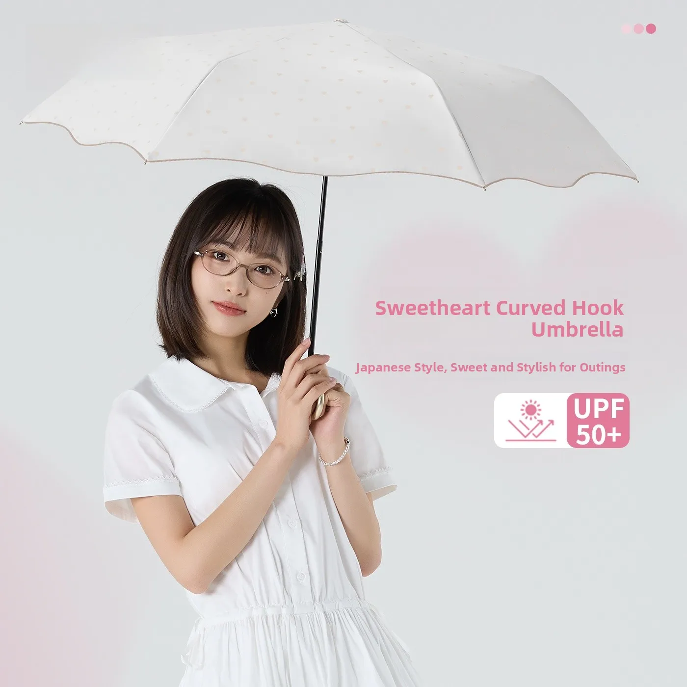 

Portable Women's Sunshade Umbrella UV Protection Black Glue Coating Rain And Sun Dual Purpose Compact Folding Polyester Fabric
