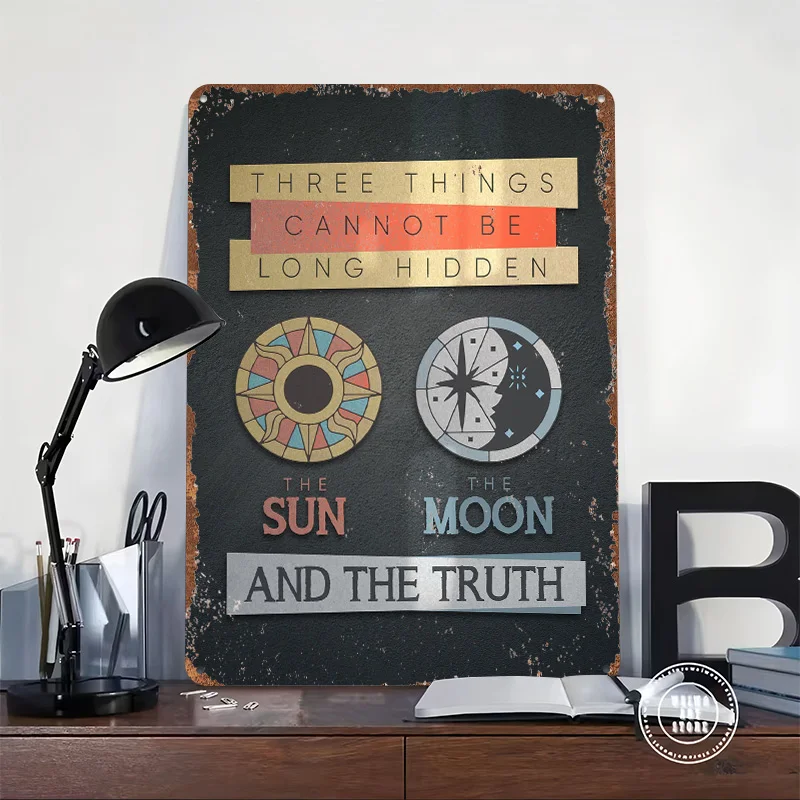 The Sun The Moon The Truth Tin Poster Customized Retro Wall Art Vintage Metal Signs for Room Wand Deko Bathroom Decor Home Sign