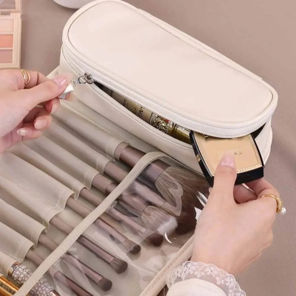 Women Makeup Brush Toiletries Organizer Waterproof Travel Make Up Storage Pouch Female High Capacity Portable Cosmetic Case Bag