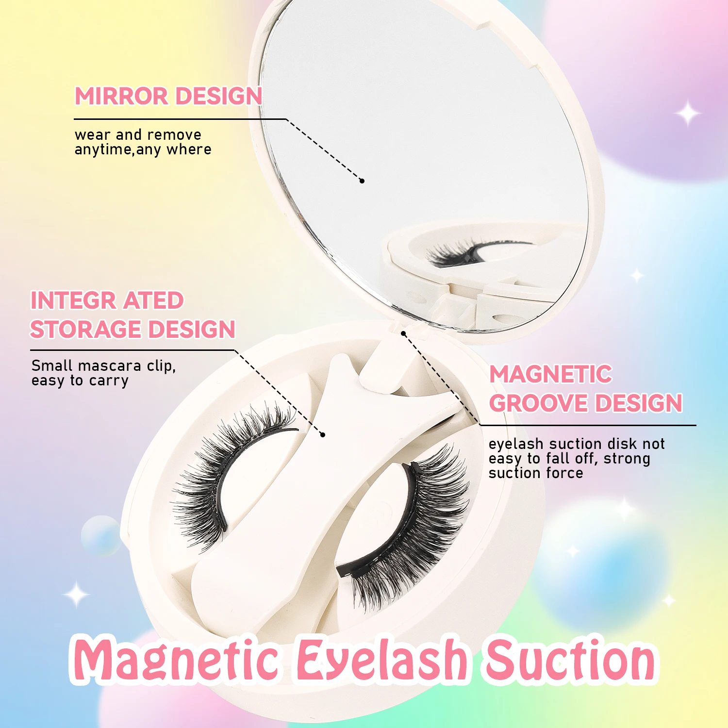 Magnetic Eyelashes Natural Look, Reusable Manga Magnetic Lashes Kit with Applicator 1 Pair