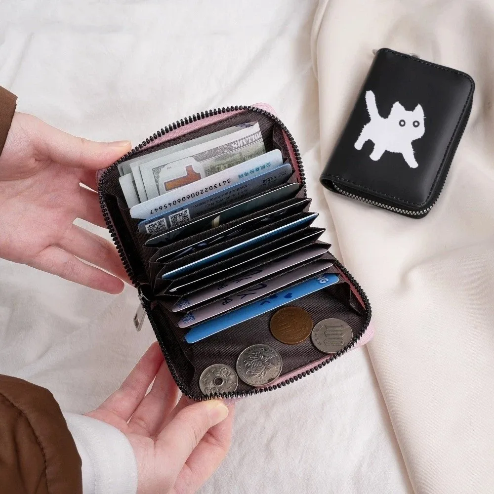 

Новый короткий кошелек с изображением кота, многофункциональный держатель для карт большой емкости, кошелек на молнии с несколькими слотами для монет