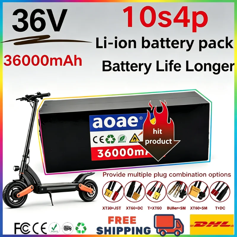 10s4p 36V 36000mAh 18650 Lithium Battery  Pack E-scooter Battery high-power equipment durable and long-lasting Life Longer