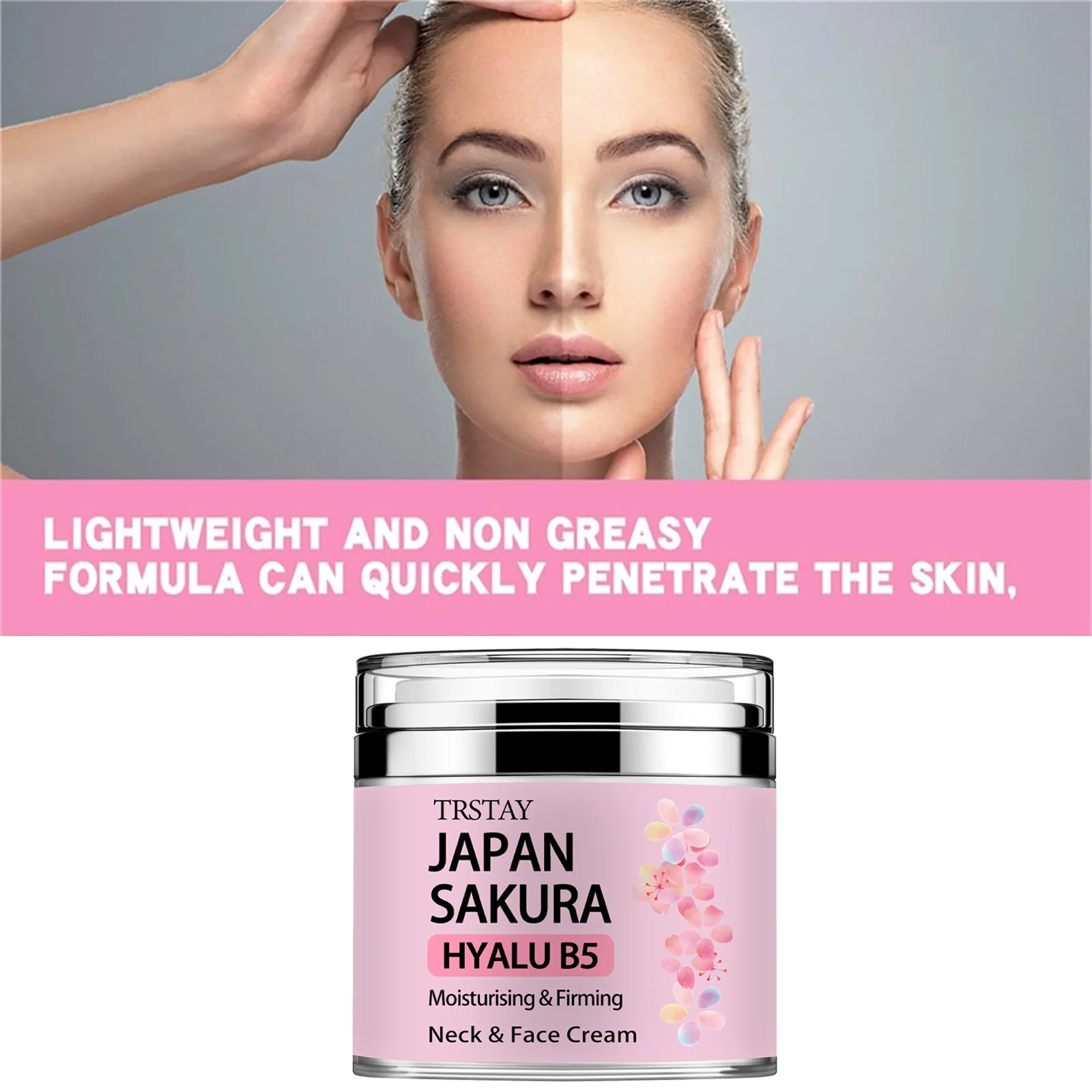 Japan Sakura Essence Cream, Sakura Tone Up Cream with Hyaluronic Acid,