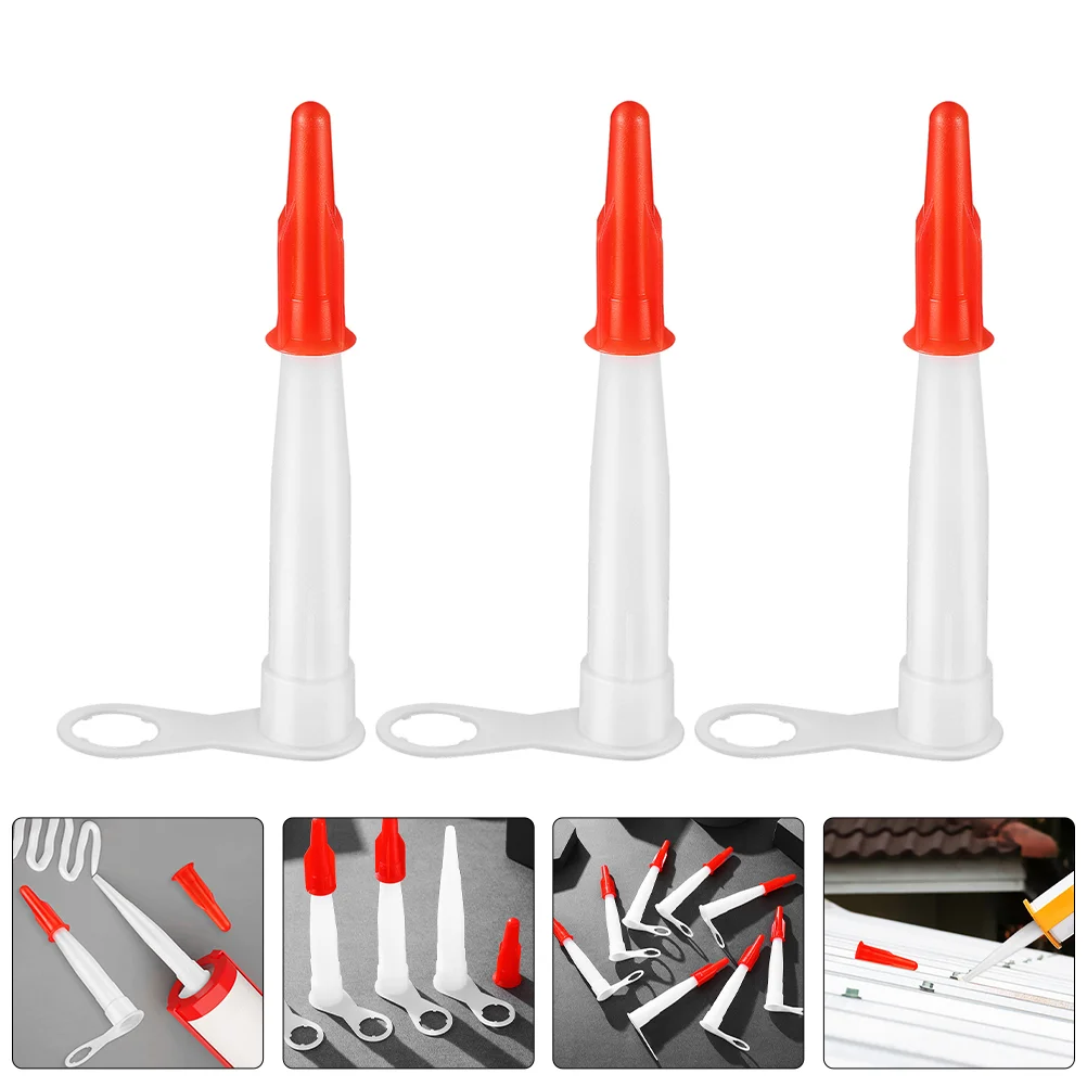 

12 Sets Nail-free Glass Glue Caulk Caps Reusable Caulking Nozzles Tips Tube Covers Replace